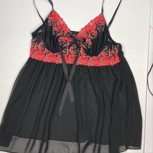 Linda Lingerie BLK/RED Nightgown, L. *P1028 - Picture 1 of 6